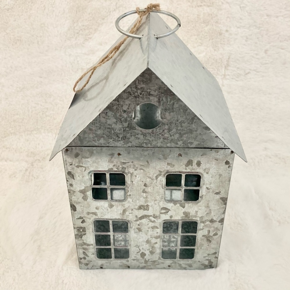 HOUSE Farmhouse Galvanized metal home Candle stand